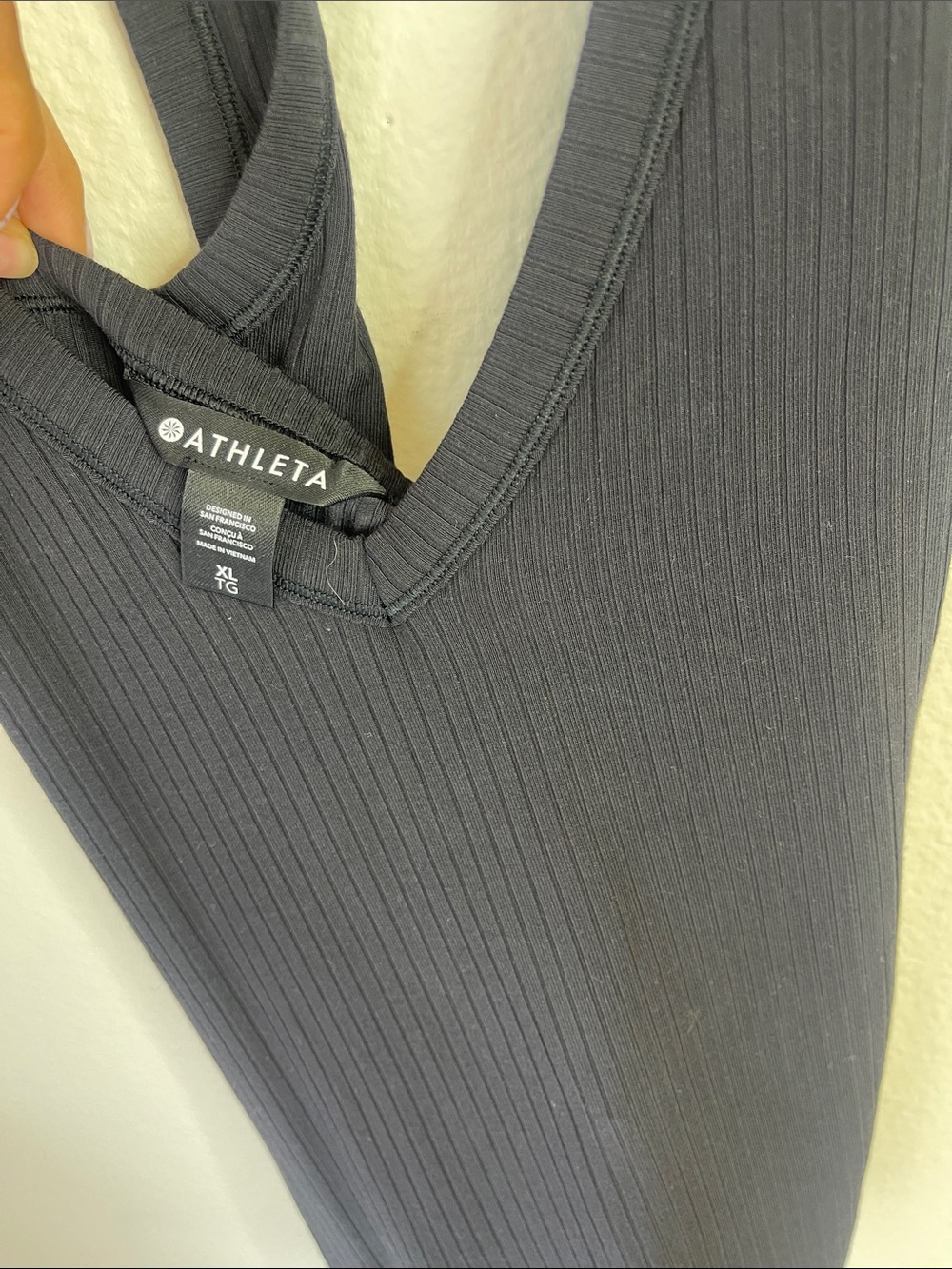 Athleta Black Ribbed V-Neck Racerback Tank - Picture 2 of 3